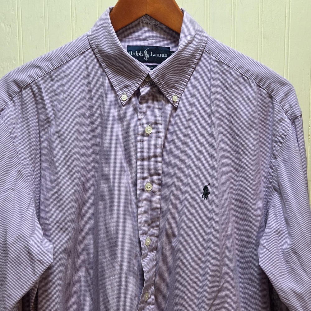 Ralph Lauren Yarmouth Shirt Mens Medium Purple Check Button Down Cotton